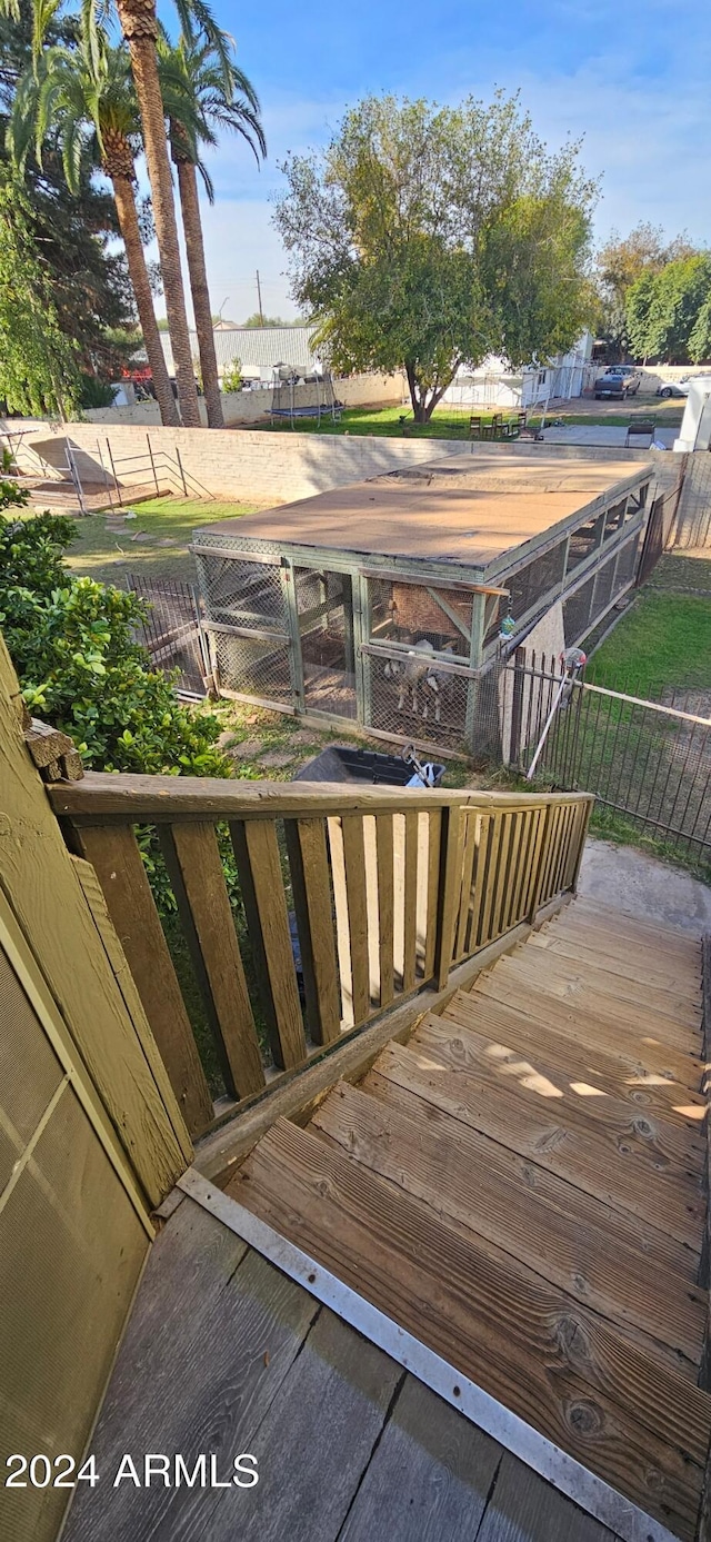 deck featuring fence