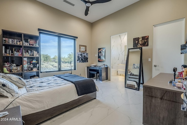 bedroom featuring ceiling fan