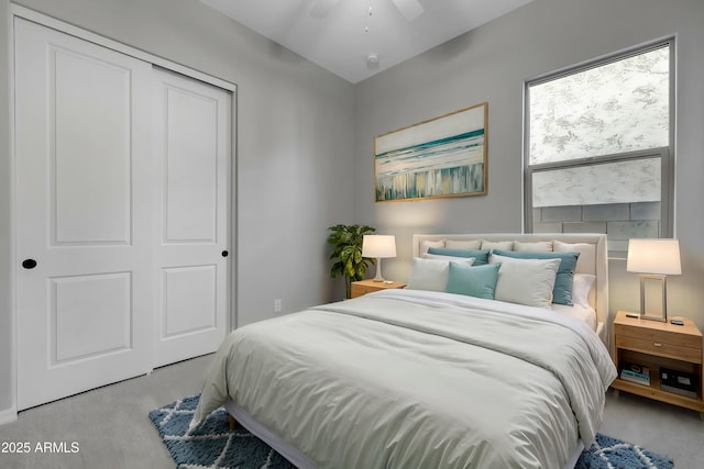 bedroom with a closet and ceiling fan