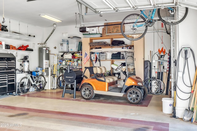 garage featuring gas water heater