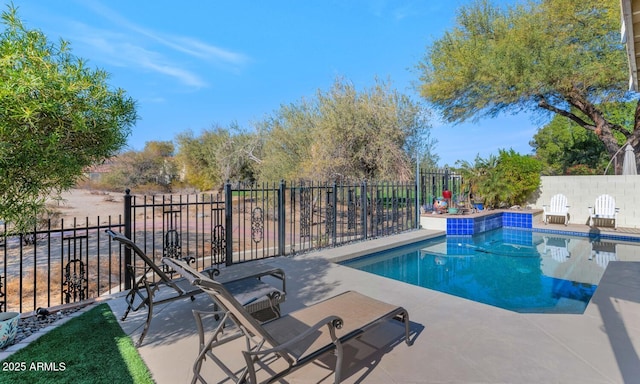 view of swimming pool with a patio area