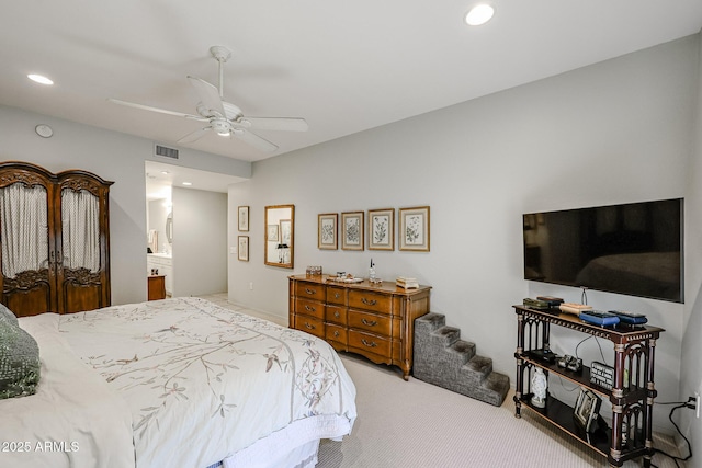 19700 N 76th St Unit 1124, Scottsdale, AZ 85255 - carpeted bedroom featuring a ceiling fan, recessed lighting, and visible vents
