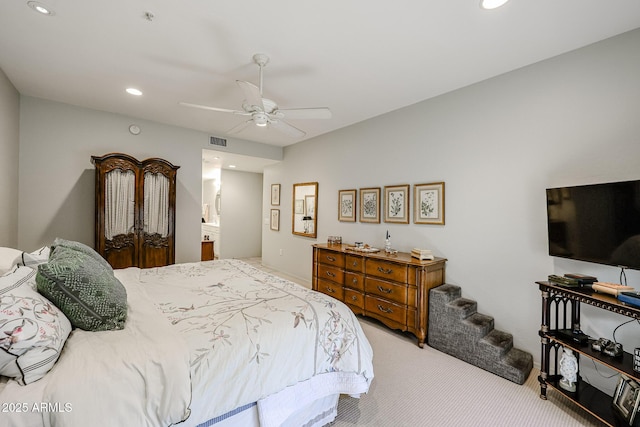19700 N 76th St Unit 1124, Scottsdale, AZ 85255 - carpeted bedroom featuring a ceiling fan, recessed lighting, and visible vents
