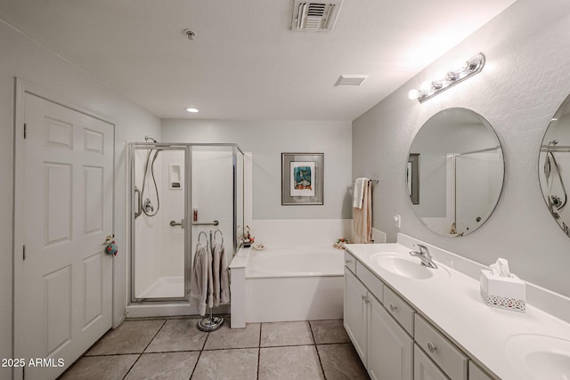 19700 N 76th St Unit 1124, Scottsdale, AZ 85255 - full bathroom featuring tile patterned flooring, a sink, a stall shower, double vanity, and a bath