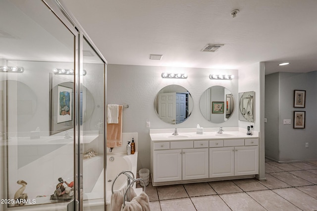 19700 N 76th St Unit 1124, Scottsdale, AZ 85255 - full bath with tile patterned floors, double vanity, a sink, and visible vents