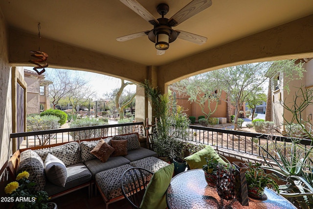 19700 N 76th St Unit 1124, Scottsdale, AZ 85255 - balcony with outdoor lounge area and a ceiling fan
