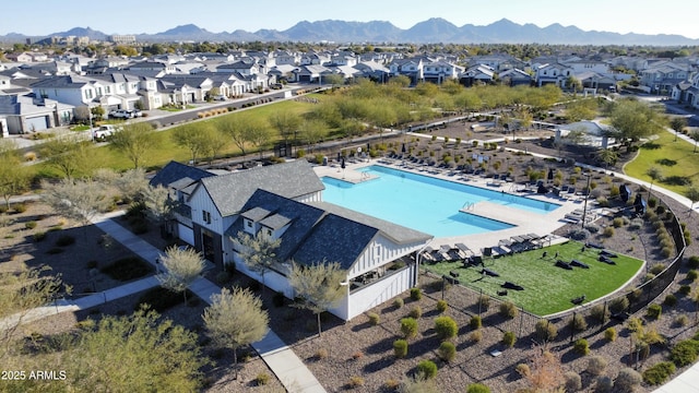 bird's eye view featuring a mountain view