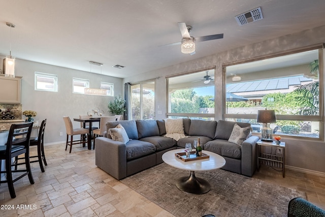 living room with plenty of natural light