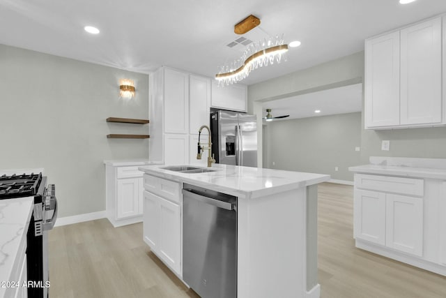 kitchen with sink, white cabinets, and stainless steel appliances