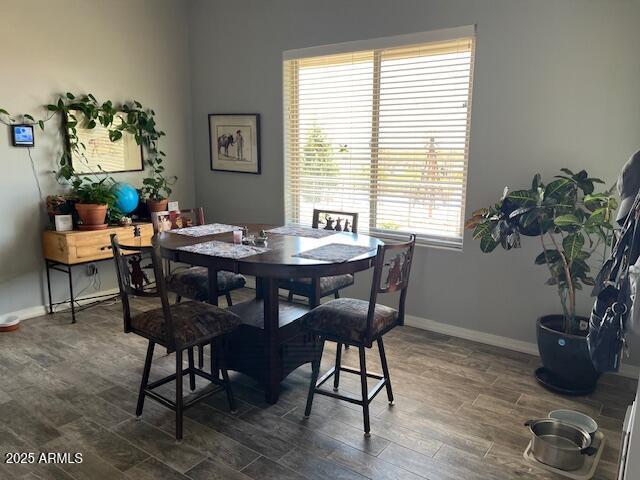 1067 N Jacobs Rd, Saint David, AZ 85630 - dining room with baseboards and dark wood-style flooring