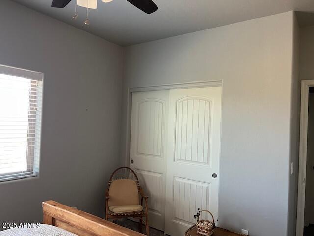 1067 N Jacobs Rd, Saint David, AZ 85630 - bedroom with a closet and a ceiling fan