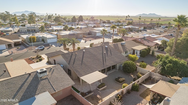 aerial view featuring a residential view and a mountain view