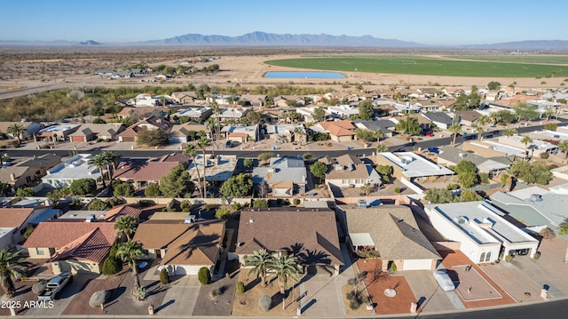 aerial view featuring a residential view and a mountain view