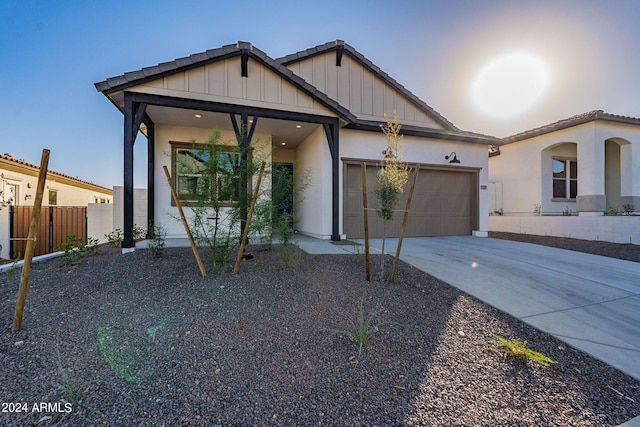 view of front of home with a garage