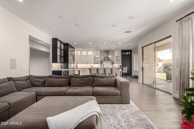 living room with wood-type flooring