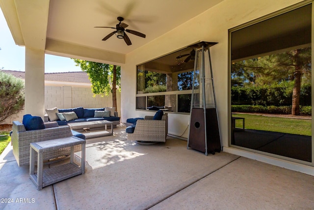 view of patio / terrace featuring outdoor lounge area and ceiling fan