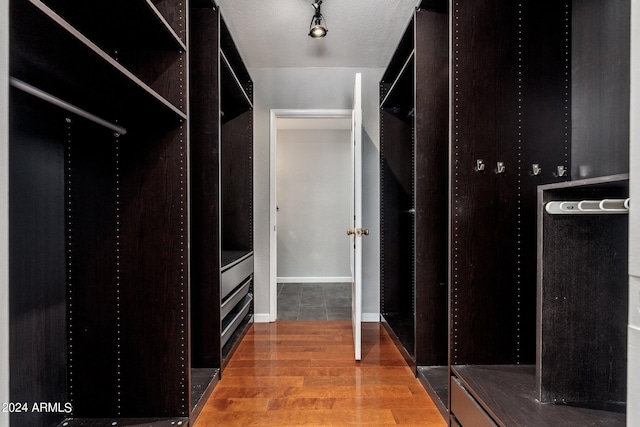 spacious closet with hardwood / wood-style floors