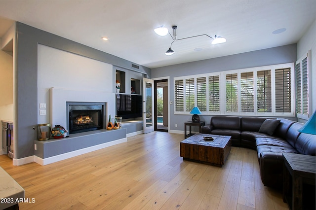 living room featuring light wood-type flooring