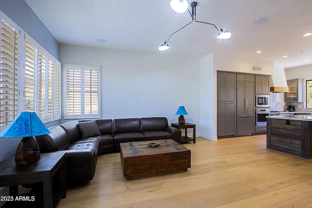 living room featuring light hardwood / wood-style floors