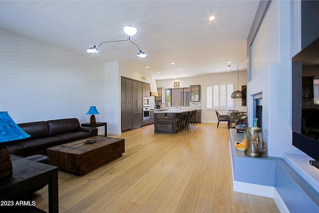 living room with light wood-type flooring