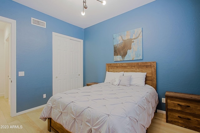 bedroom featuring a closet and wood-type flooring