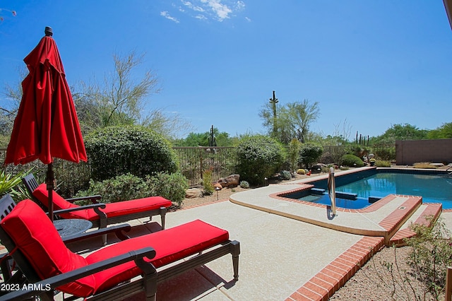 view of pool featuring a patio