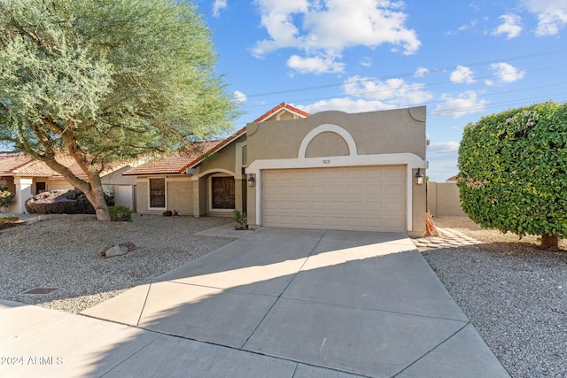 view of front of house with a garage