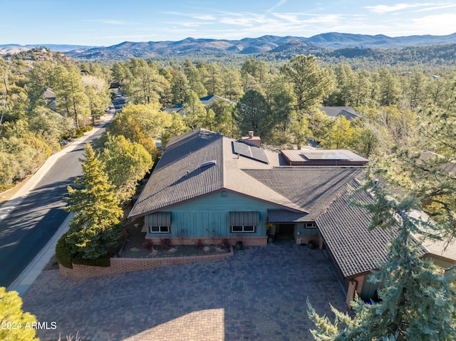 drone / aerial view with a mountain view