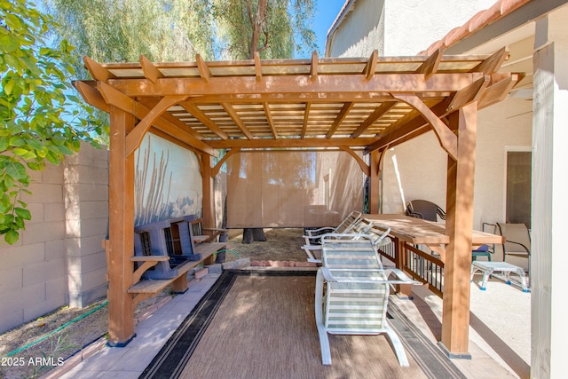 view of patio with a pergola