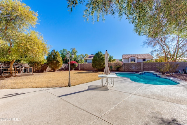 view of swimming pool featuring a patio