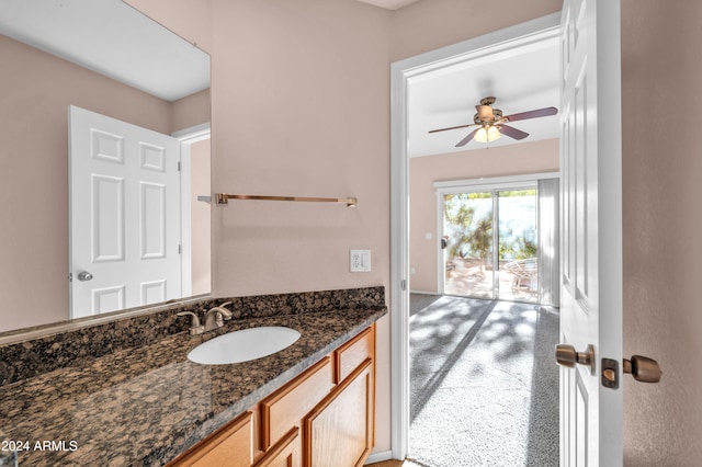 bathroom with vanity and ceiling fan