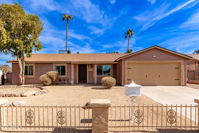 single story home featuring a garage