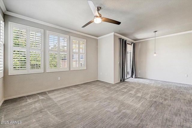 20100 N 78th Pl Unit 2019, Scottsdale, AZ 85255 - carpeted spare room featuring crown molding, ceiling fan, and a textured ceiling