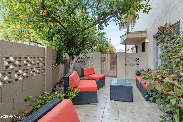 view of patio featuring an outdoor hangout area