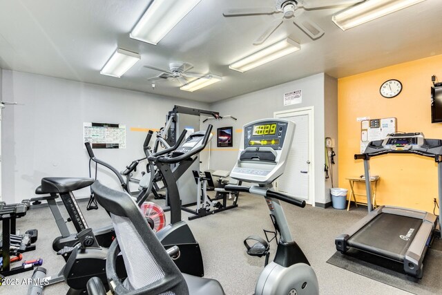 11260 N 92nd St Unit 2102, Scottsdale, AZ 85260 - exercise room featuring ceiling fan and carpet flooring