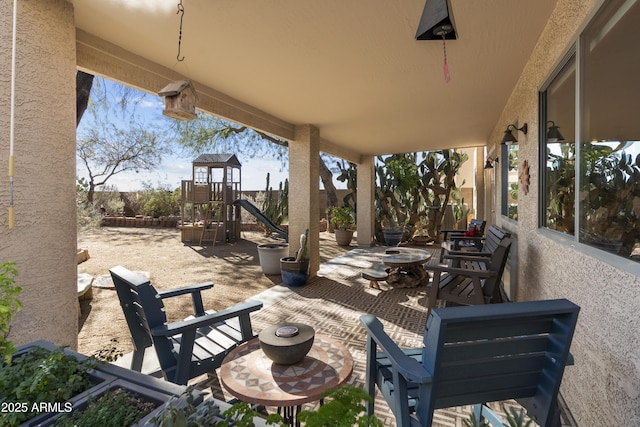 view of patio / terrace with a playground