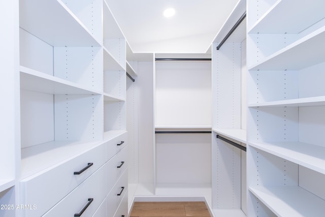 spacious closet featuring light wood finished floors