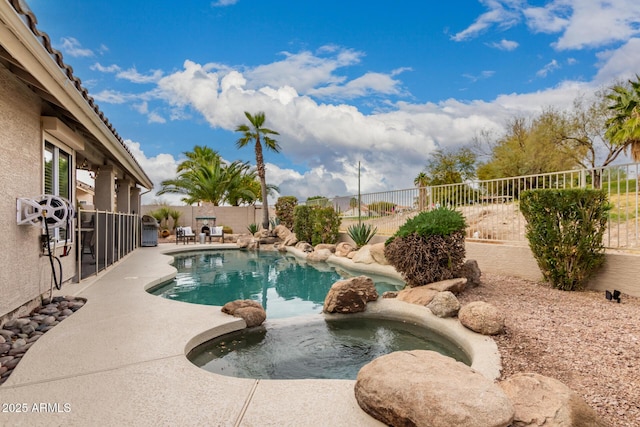 view of pool featuring a patio