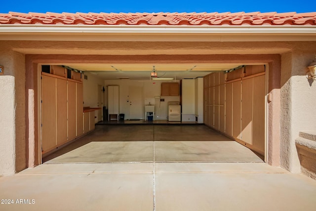 garage with a garage door opener