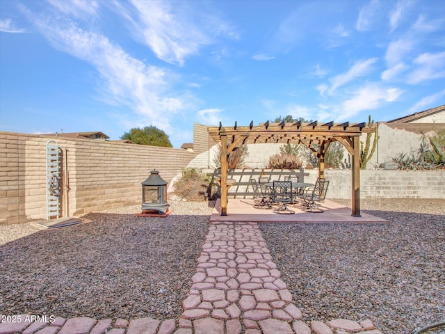 view of patio / terrace featuring a pergola