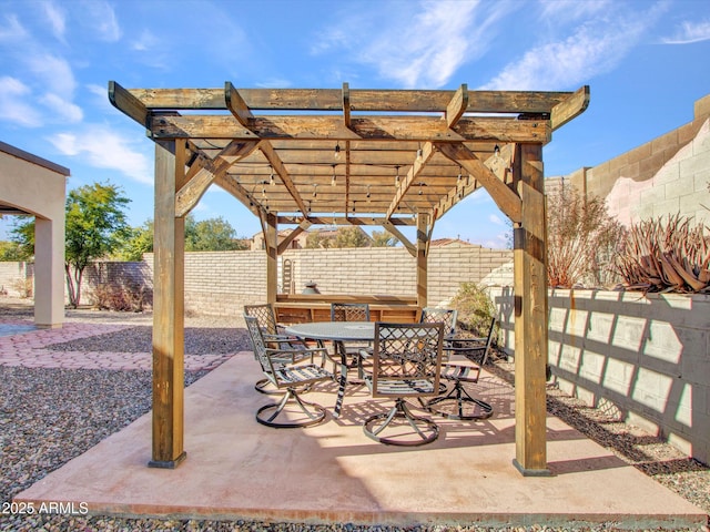 view of patio / terrace featuring a pergola