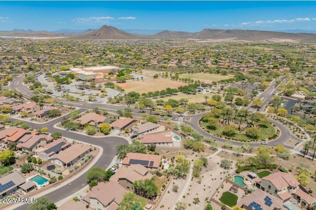 drone / aerial view with a mountain view