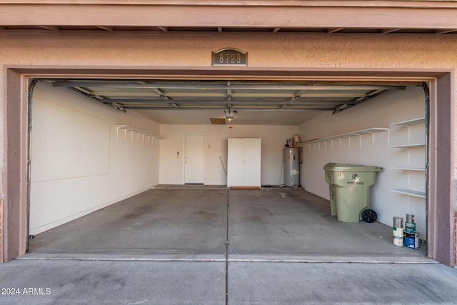 garage with electric water heater