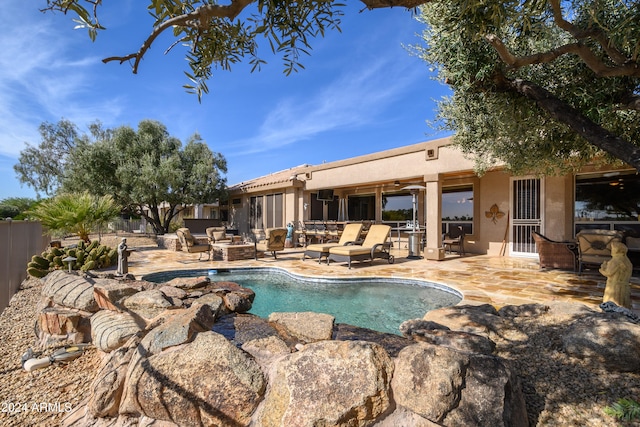 view of pool featuring a patio area