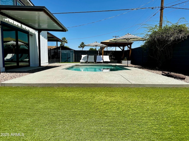 8155 E Columbus Ave, Scottsdale, AZ 85251 - view of swimming pool with a gazebo, a patio, and a fenced backyard