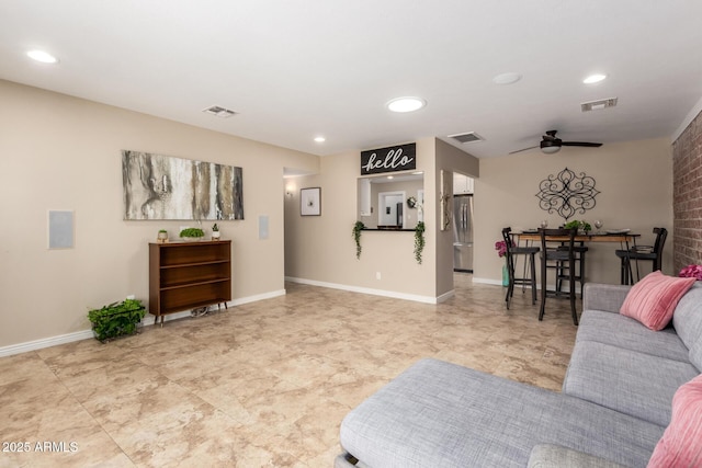 8155 E Columbus Ave, Scottsdale, AZ 85251 - living room with a ceiling fan and recessed lighting