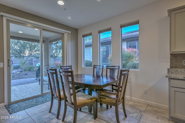 dining space featuring a wealth of natural light