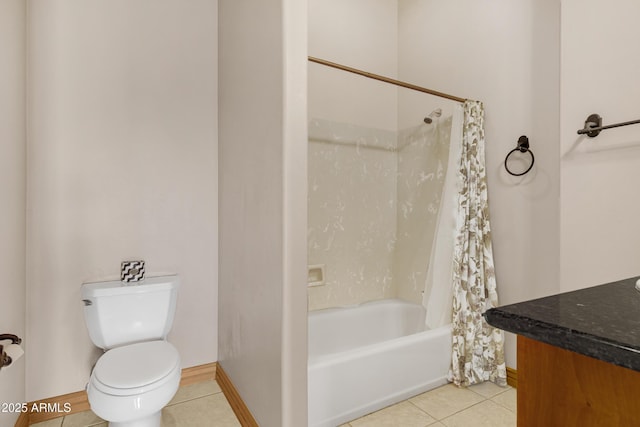 11266 W Calle Con Queso, Casa Grande, AZ 85194 - bathroom featuring toilet, tile patterned flooring, shower / bath combination with curtain, vanity, and baseboards