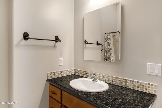 11266 W Calle Con Queso, Casa Grande, AZ 85194 - full bathroom featuring tasteful backsplash, vanity, and a shower with shower curtain