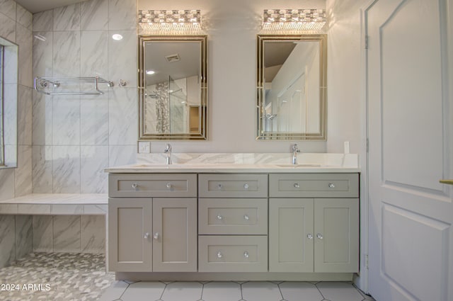 bathroom featuring vanity and tile patterned floors